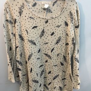 Gorgeous LS Feather Print Top